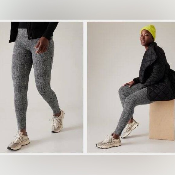 Athleta Delancey Skyline High Rise Legging Black Braiden Texture XL - Picture 3 of 6